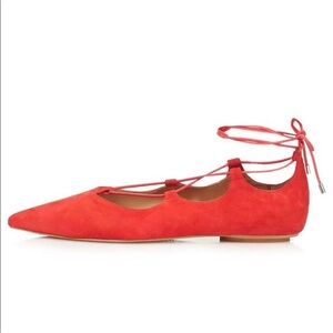 Topshop red lace up ballerina flats 10.5